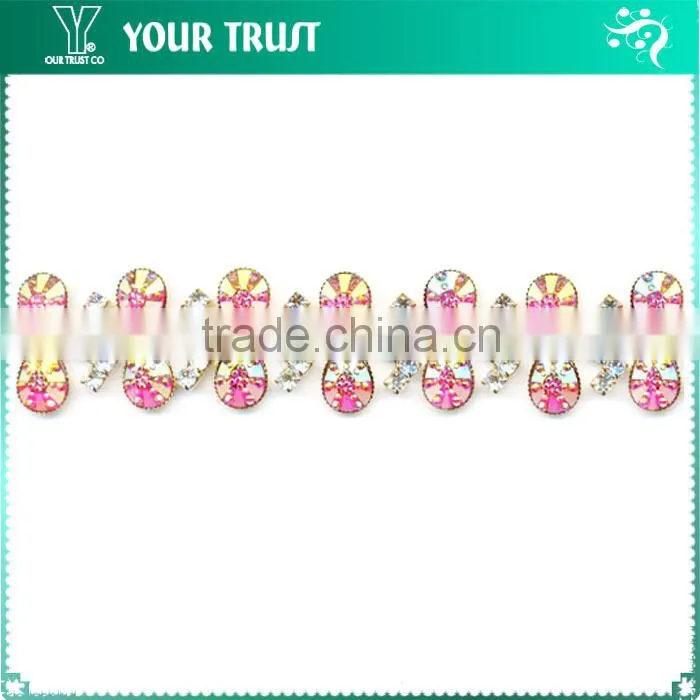 Wedding Bridal Dress 1.3CM AB Round Resin 3MM Crystal RhinestoneTrimming