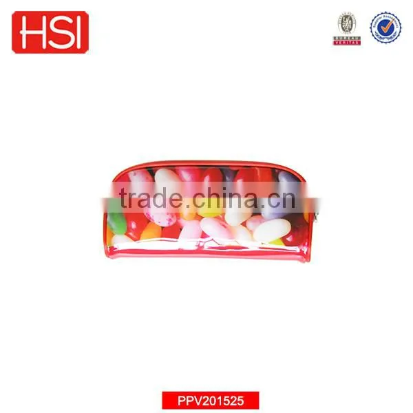 wholesale school supplies jelly bean pvc printed pencil case for kids
