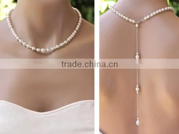 Wedding Jewellery Single Backdrop Choker Necklace Made with Pearls