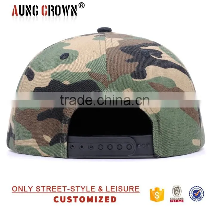 camo embroidery snapback cap