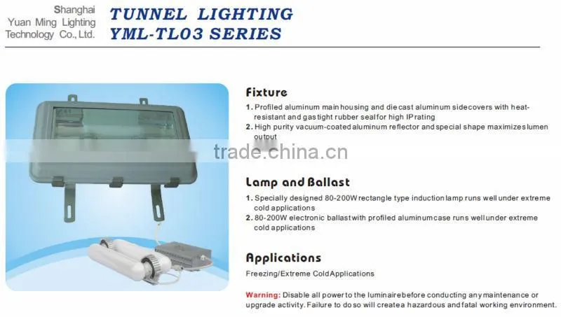 UL, ETL,CE,ROHS High Power Induction Tunnel Bulb Light Tunnel Polycarbonate