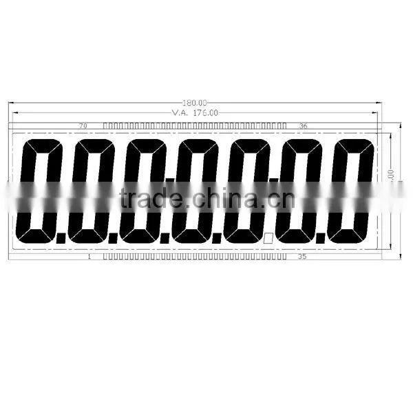 TN LCD 7 Digits TN pin connector segment LCD display