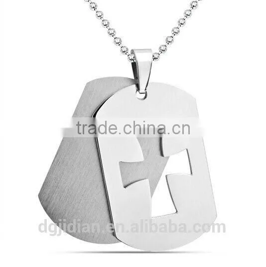 Customized laser engraved stainless steel dog tag pendant