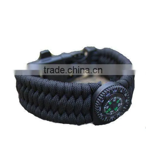Paracord Survival Bracelet Compass/Fire Starter/Whistle Camping Gear