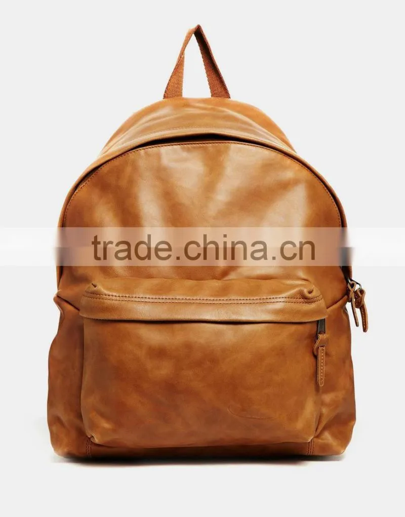 Tan color cross body leather bag