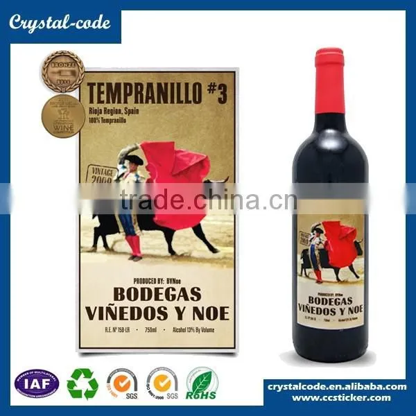 Screen printing matt lamination hot stamping glossy lamination good adhesive wine label