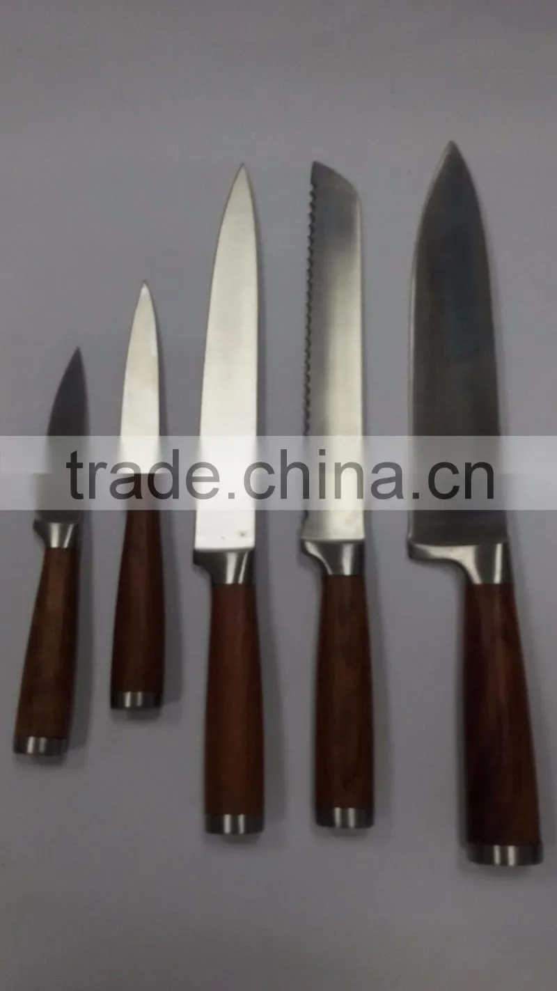 High-end color wood handle 7 sets of knives