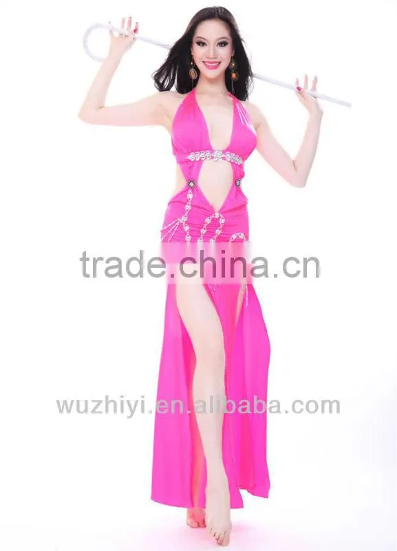 Belly Dance Costumes,Blue Silk Sexy Nice Belly Dance Wear,Belly Dance Performance Dress for Dancer (QC2115)