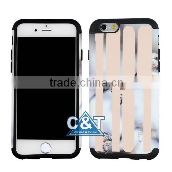 C&T Luxury Style High Quality silicone+pc hybrid combo case for iphone6 flower cover