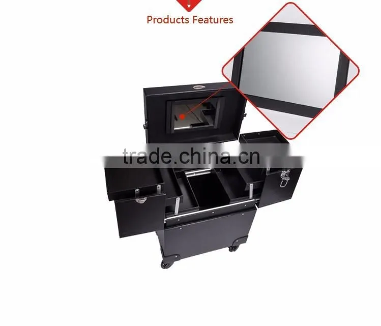 Wholesale Plastic PVC Travel Cosmetic Bag Light Trolley Makeup Case With External Wheel
