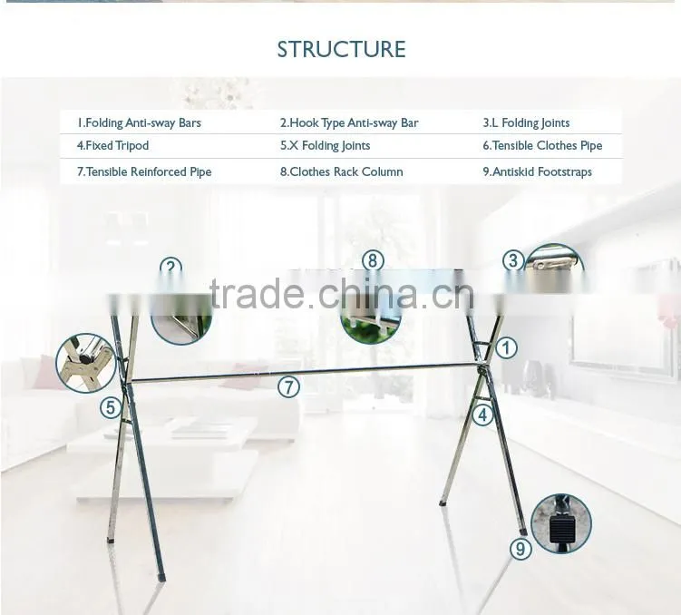 X type stainless steel folding portable garment use cloth hanger stand