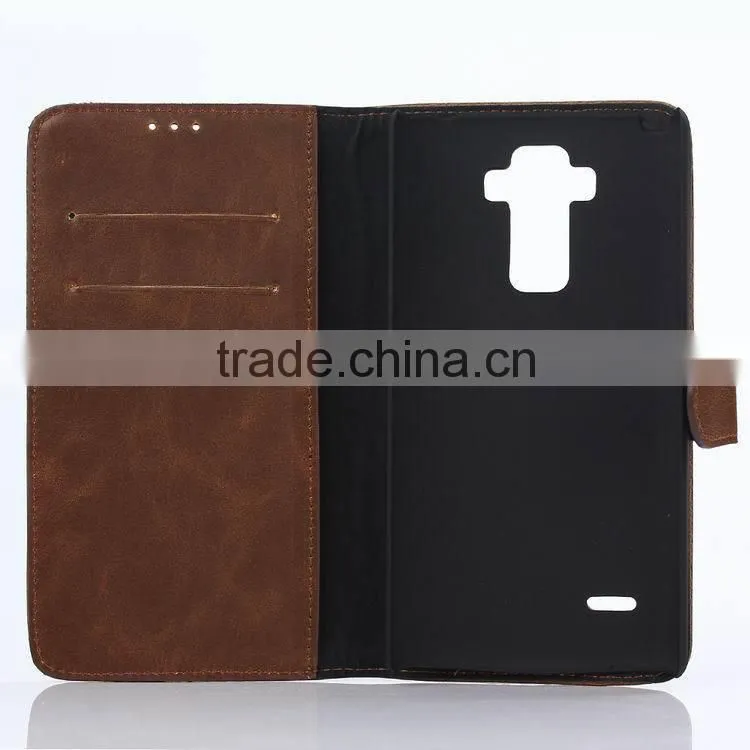 2015 Crazy horse leather wallet case for LG G4 note,For lg g4 note case