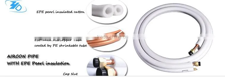 Air conditioner rubber foam copper pipe,spare part copper pipe
