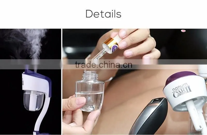 Mini 12V Car Steam Humidifier Air Purfier Aroma Diffuser Essential Oil Diffuser Aromatherapy Mist Maker Fogger with 2 USB Port