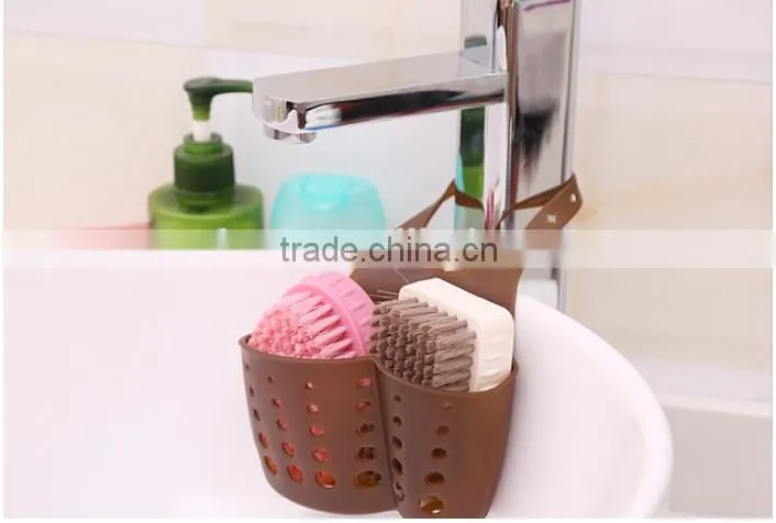 Kitchen Bathroom Adjustable Sink Hanging Storage Basket / hanging faucet storage rack organization basket