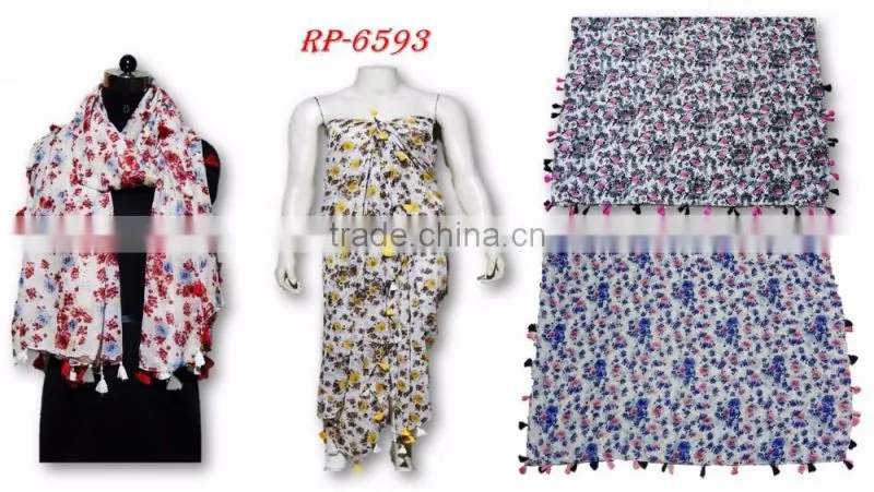 printed poly chiffon pareo