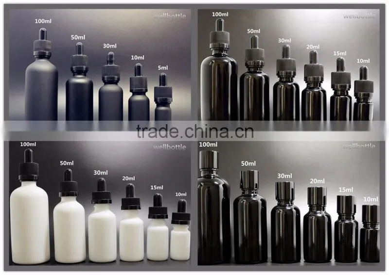 Black glass dropper bottle for essential oil skull glass e liquid bottle for smoking oil