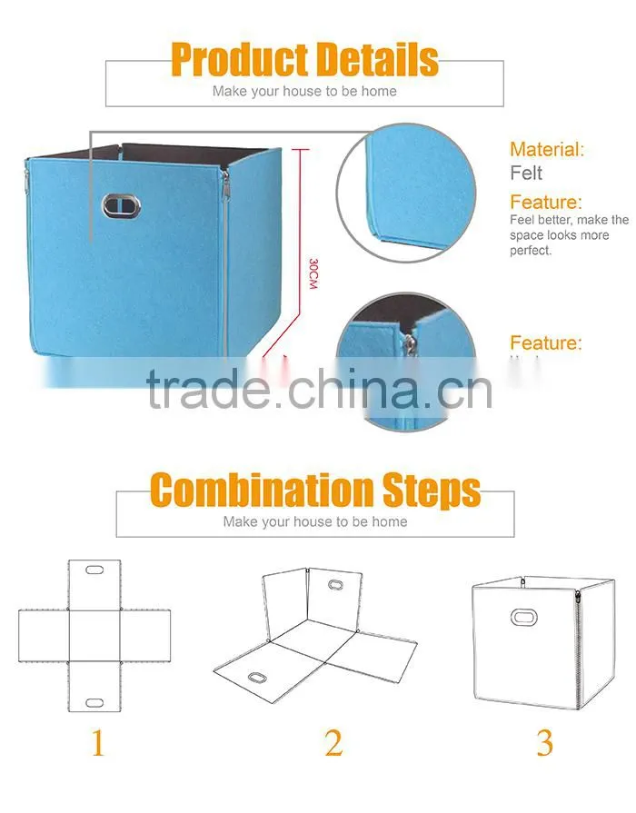 foldable multifunctional houseware felt storage cube bins