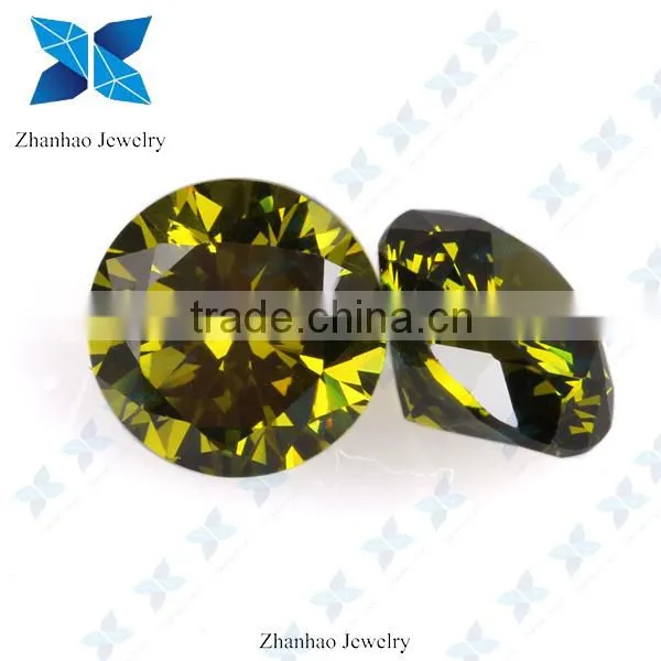 Raw material dark peridot loose cubic zirconia stone for jewelry