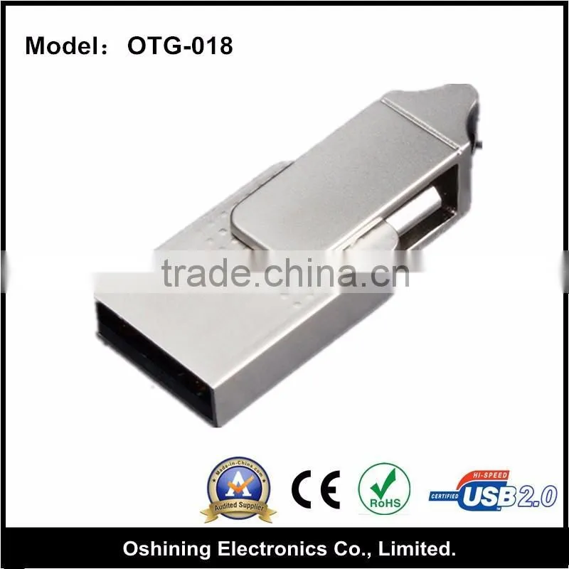 Dual USB OTG Flash Drive, Micro USB Flash Memory Stick For Android Devices-Samsung/LG/Huawei,Rotatable Metal U Disk OTG-018