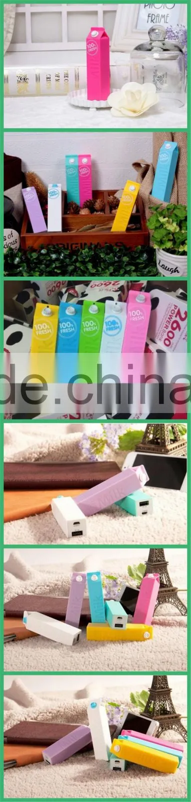 Milk bottle style power bank 2600mah,Smart charging power bank, Popular 2016 power bank with circuit protect
