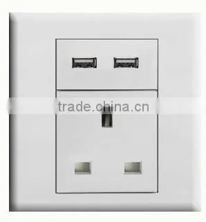 Hot sales dual USB charging wall outlet UK socket Creative with mobile phone bracket 2.1 A British gauge socket panel