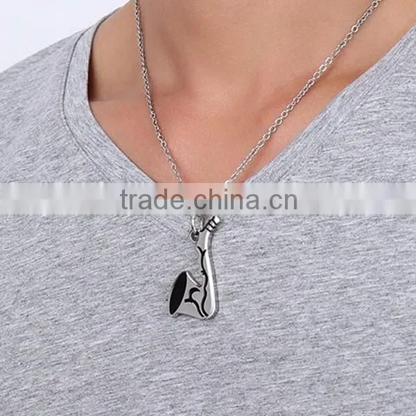 Men's Jewelry Saxophone Design Stainless Steel Necklace