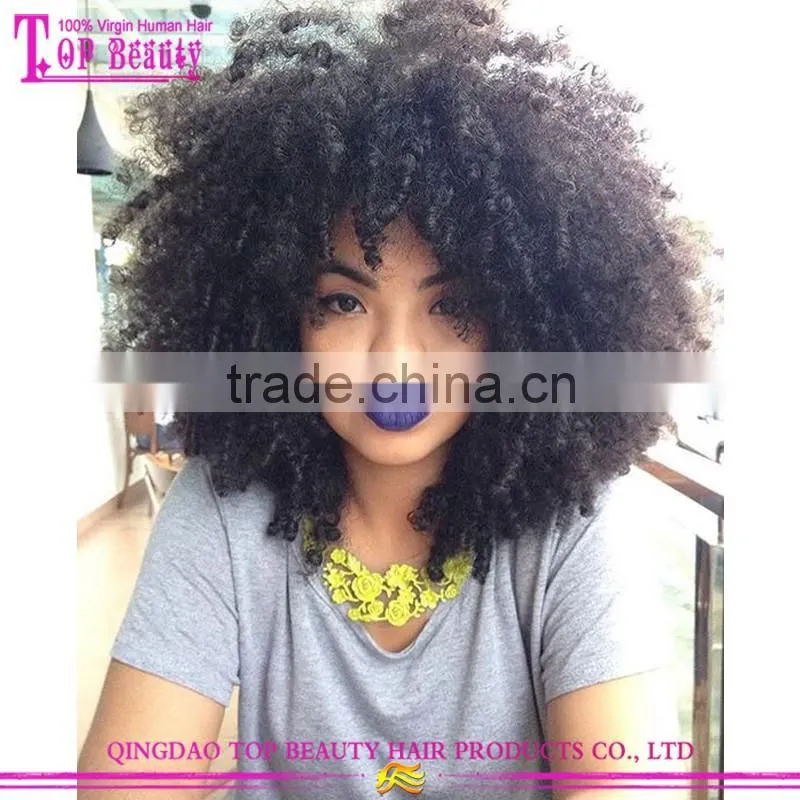 2016 new style for summer 12 inch afro kinky curly human hair full lace wig