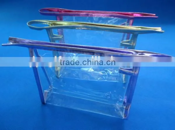 Clear transparent waterproof zippper plastic cosmetic bag