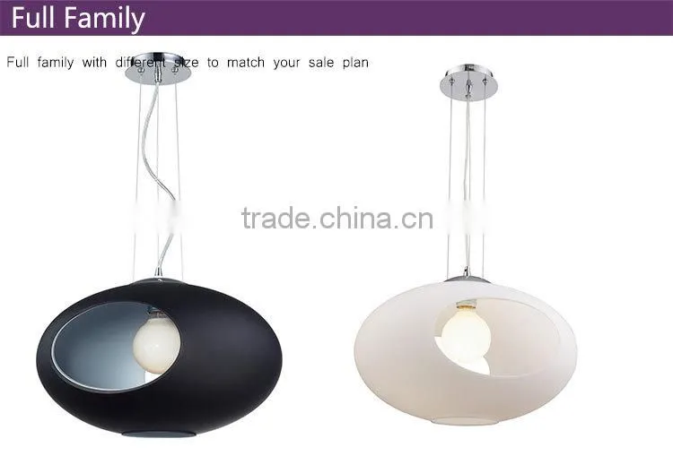 glass lighting black color elliptical bedroom pendant light