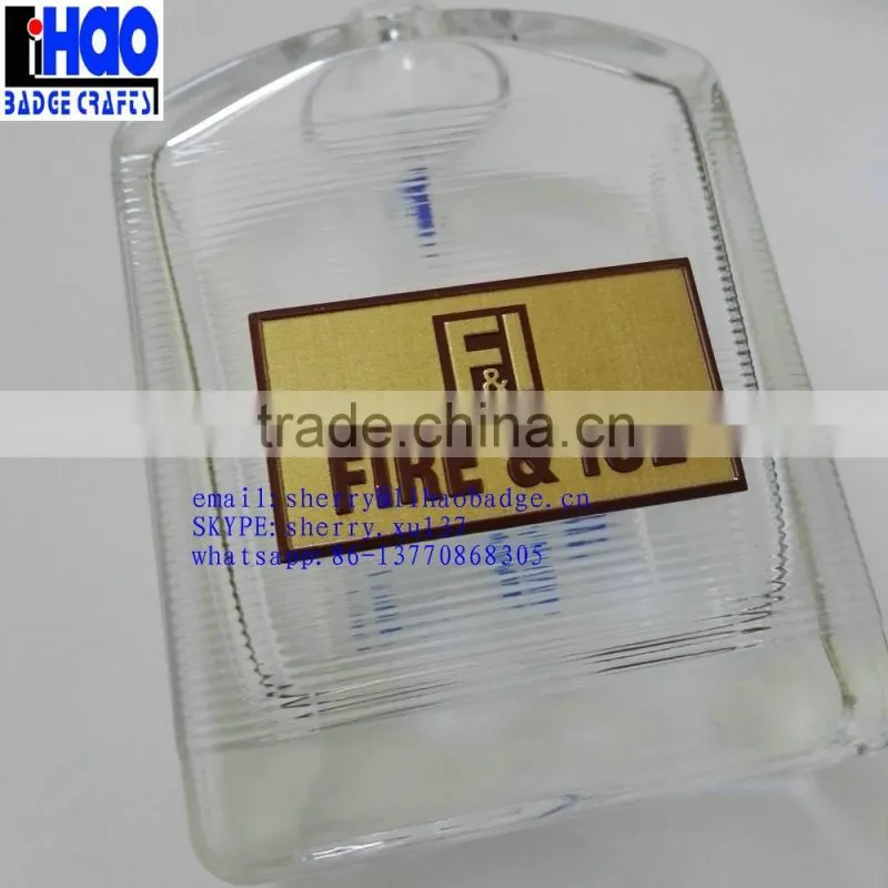 Custom 3M adhesive cosmetic/perfume/parfum/fragrance bottle metal label,metal perfume label sticker