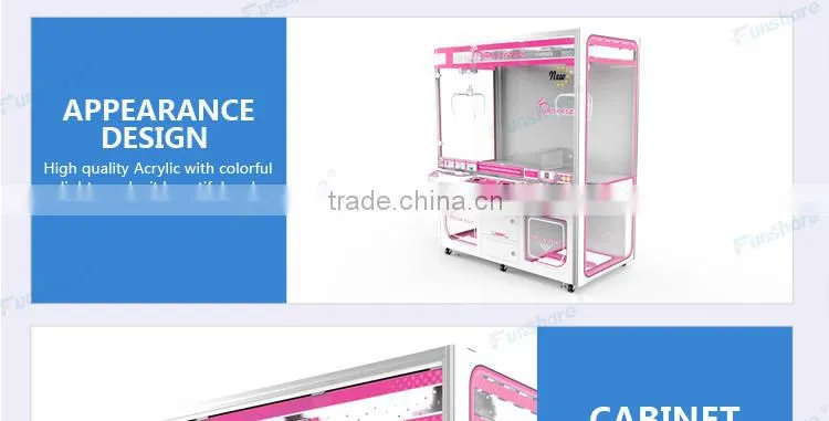 Funshare Pink Crane Hot SellingeCrane Toy Game 2P Claw Game Machine For Sale