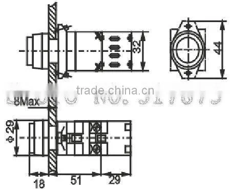 illuminated panel switch , push lock switch ,KD39A-11TD