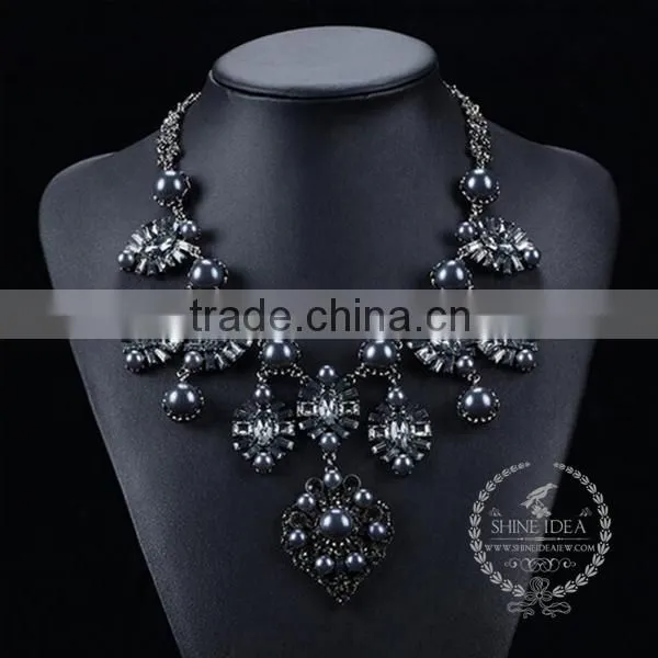 high quality vintage fresh water pearl chunky statement necklace tin alloy fashion women pendant necklace 6390047