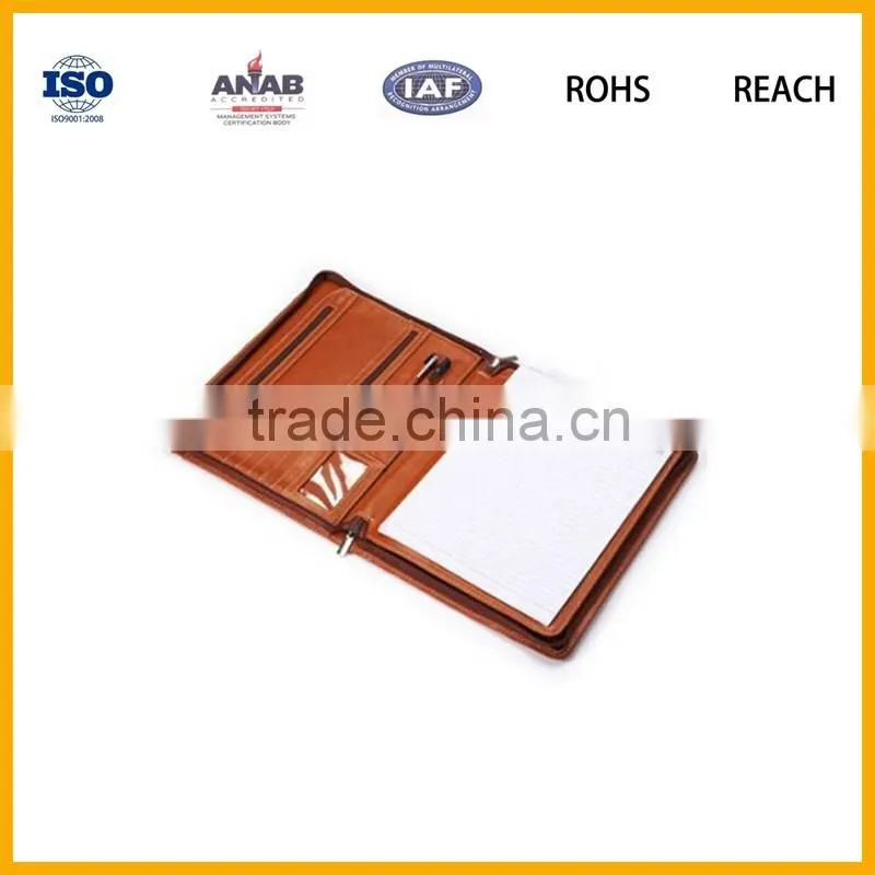 PU leather files notebook organizer with pen holder