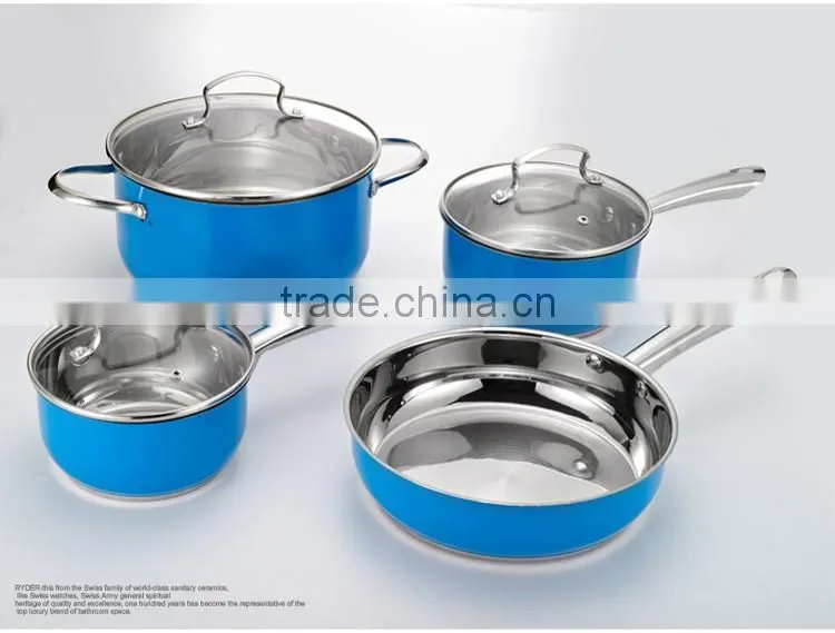 59 pcs hot blue cooking pot and pan stainless steel non-stick ceramic cookware