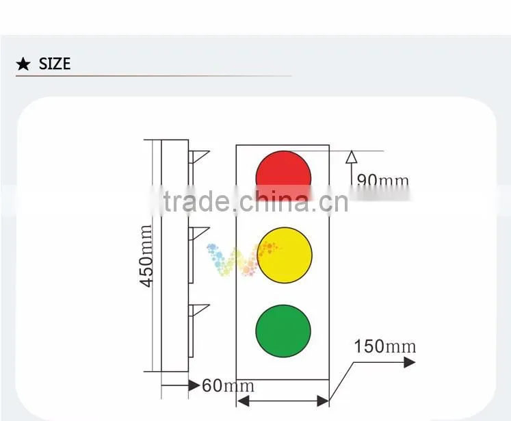 Mini school teaching three units red green yellow LED traffic light