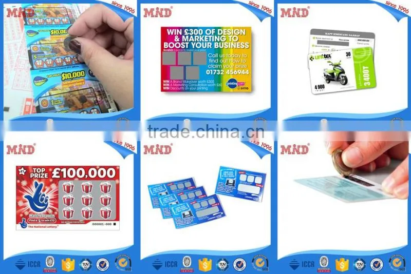 MDP127 plastic scratch and win cards