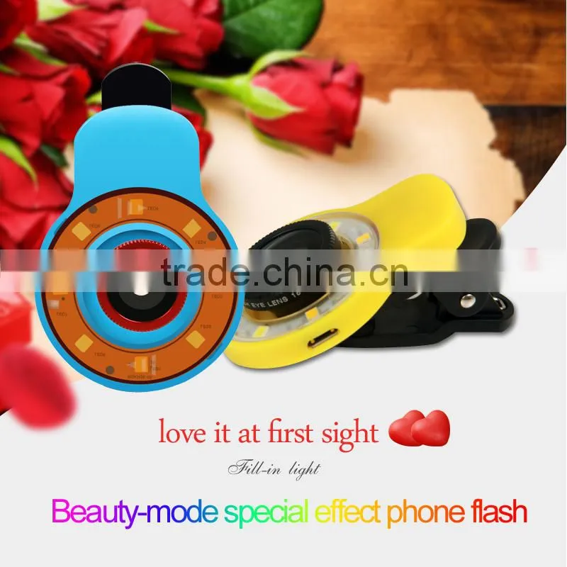 Universal Clip-On Selfie LED Light With Colored Filters And Camera Lens Kit For Smart Phones Tablets