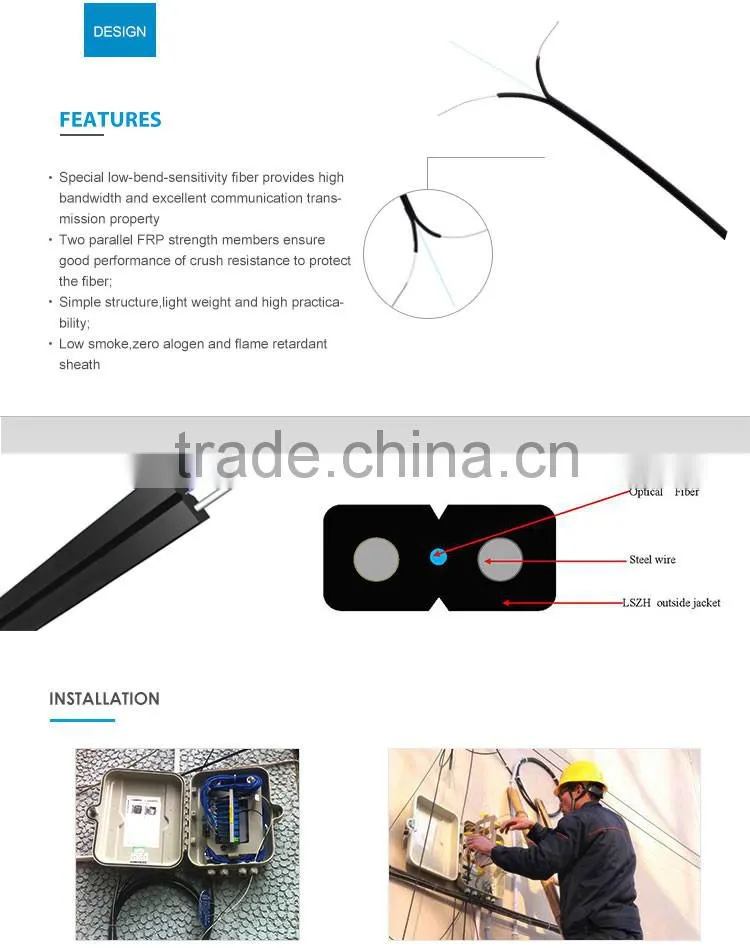 Best quality Large bending radius ftth outdoor 2core fiber optic cable price per meter