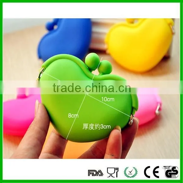 2016 Popular Silicone Heart Shape Coin Purse Small Women Wallet