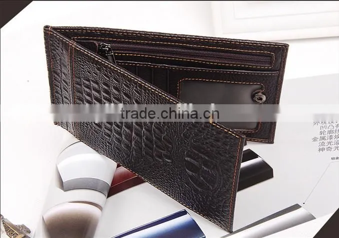 2016 new design fashion 100%Genuine Leather Wallet,Crocodile 3D purse men long wallet card handbag wallet