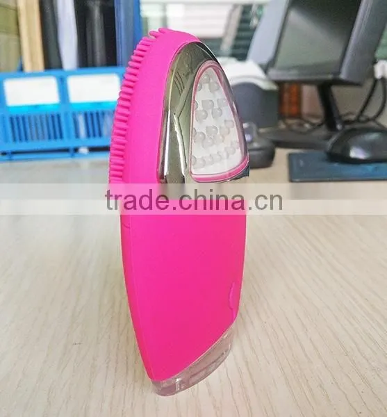 Rechargeable silicon face cleanser water-proof vibrating facial massager with red&blue light