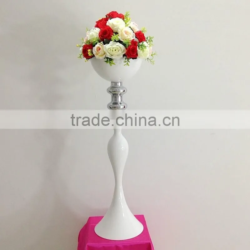 LDJ549 86cm table center flower stand white metal vase wholesale