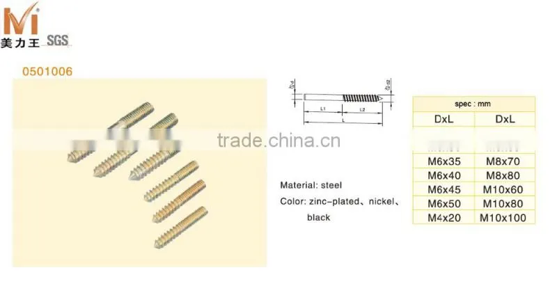 high quality steel hexagon machine screw flat head srew double gears screw