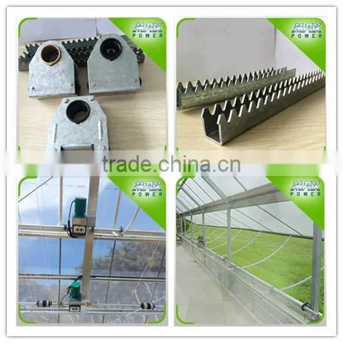 Glasshouse rack and pinion ventilation system