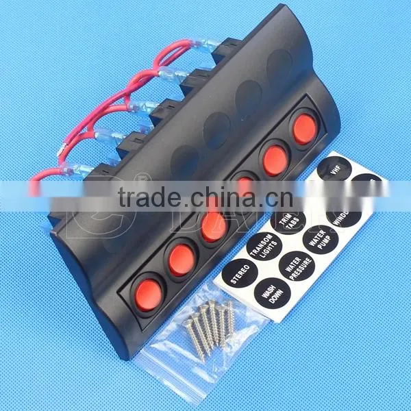 12V 6 Way Led Rocker Switch Marine Wall Panel