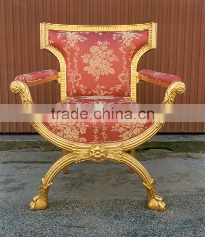 Espana Style Antique Dining Chair Red and Gold Foil