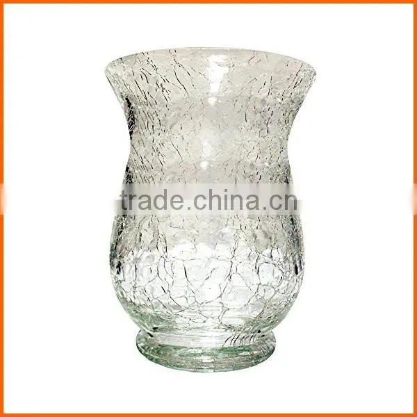 Hot sale high quality clear crackle glass hurricane candle holder