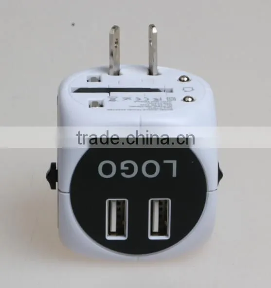 SYW-12 New arrival universal world swiss travel adaptor adapter plug with 2 usb port and built in Safety shutter